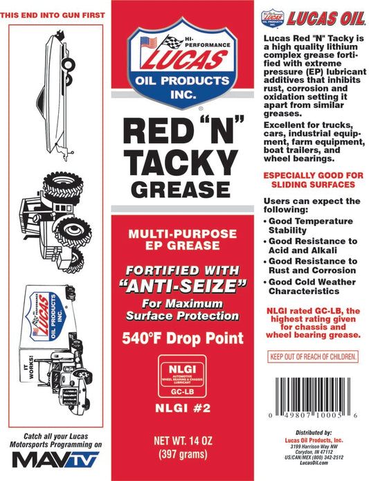 Lucas - Red "N" Tacky 397 g Cartridge