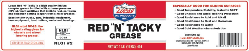 Lucas - Red "N" Tacky Grease 454 g Tub